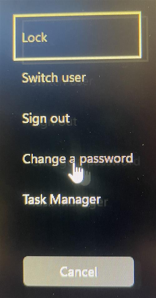 Ctrl + Alt + Del menu