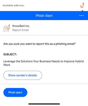 Phish Alert Example Screenshot